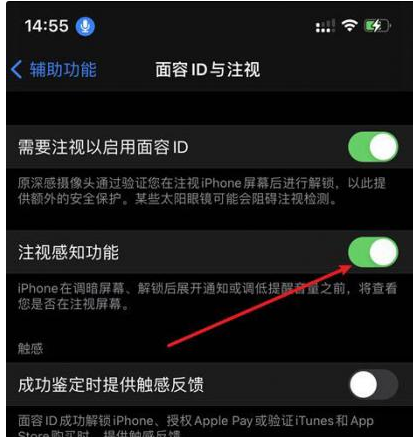 德庆苹果14维修网点分享iPhone14注视感知功能有什么用 